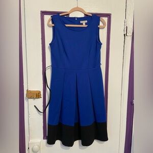 Dana Buchman Blue & Black Colorblock Fit & Flare Dress - Size 10